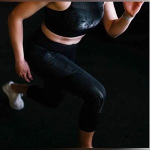 Zyia Active Cuffed Black Mirage Leggings Mid- Rise Size Large